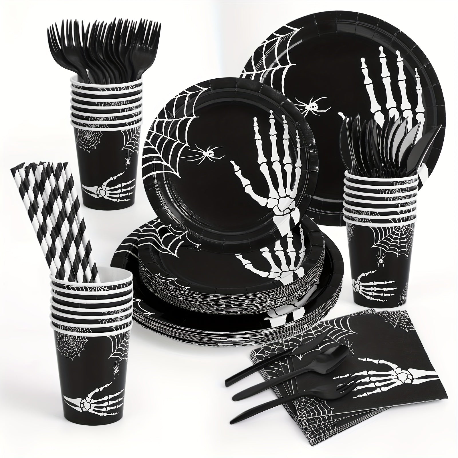 215PCS Halloween Disposable Dinnerware Set