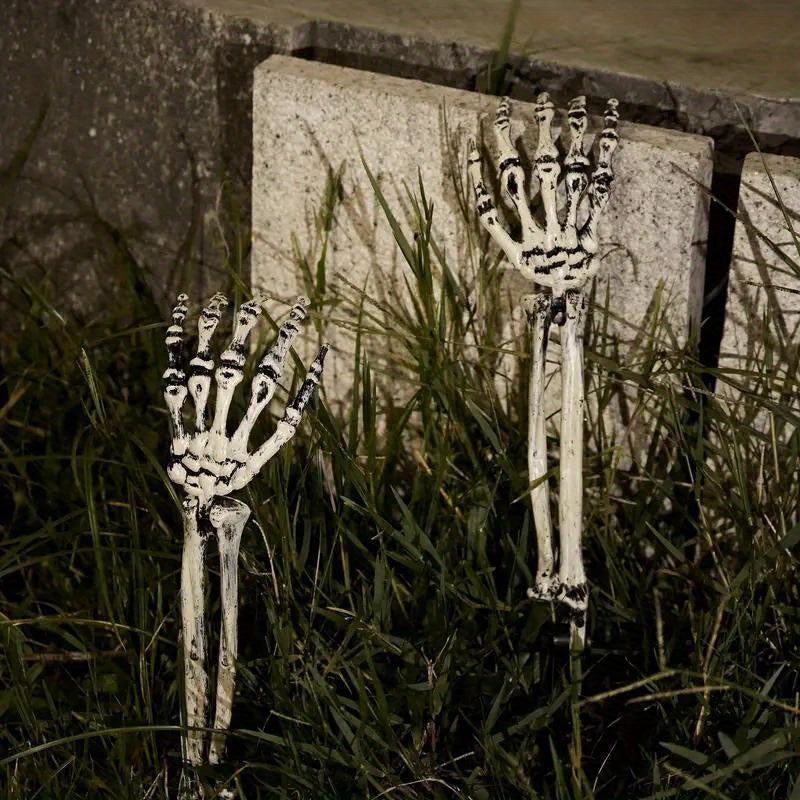 1 Pair of Halloween Skeleton Hand Yard Stakes