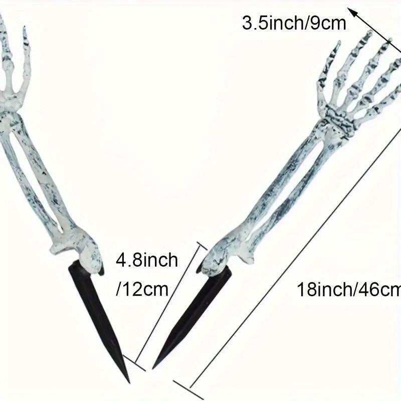 1 Pair of Halloween Skeleton Hand Yard Stakes