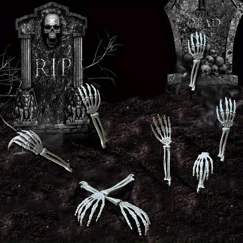 1 Pair of Halloween Skeleton Hand Yard Stakes