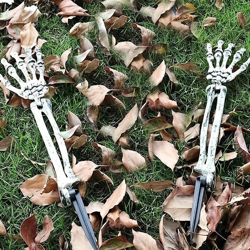 1 Pair of Halloween Skeleton Hand Yard Stakes