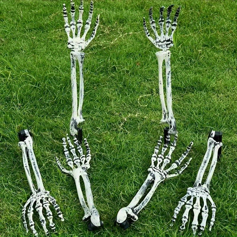 1 Pair of Halloween Skeleton Hand Yard Stakes