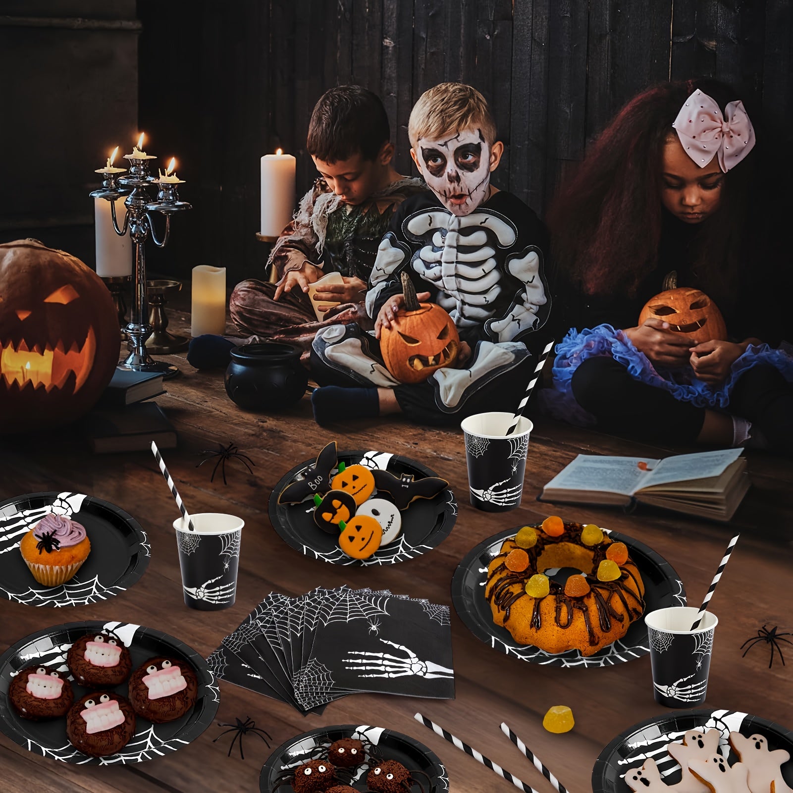 215PCS Halloween Disposable Dinnerware Set