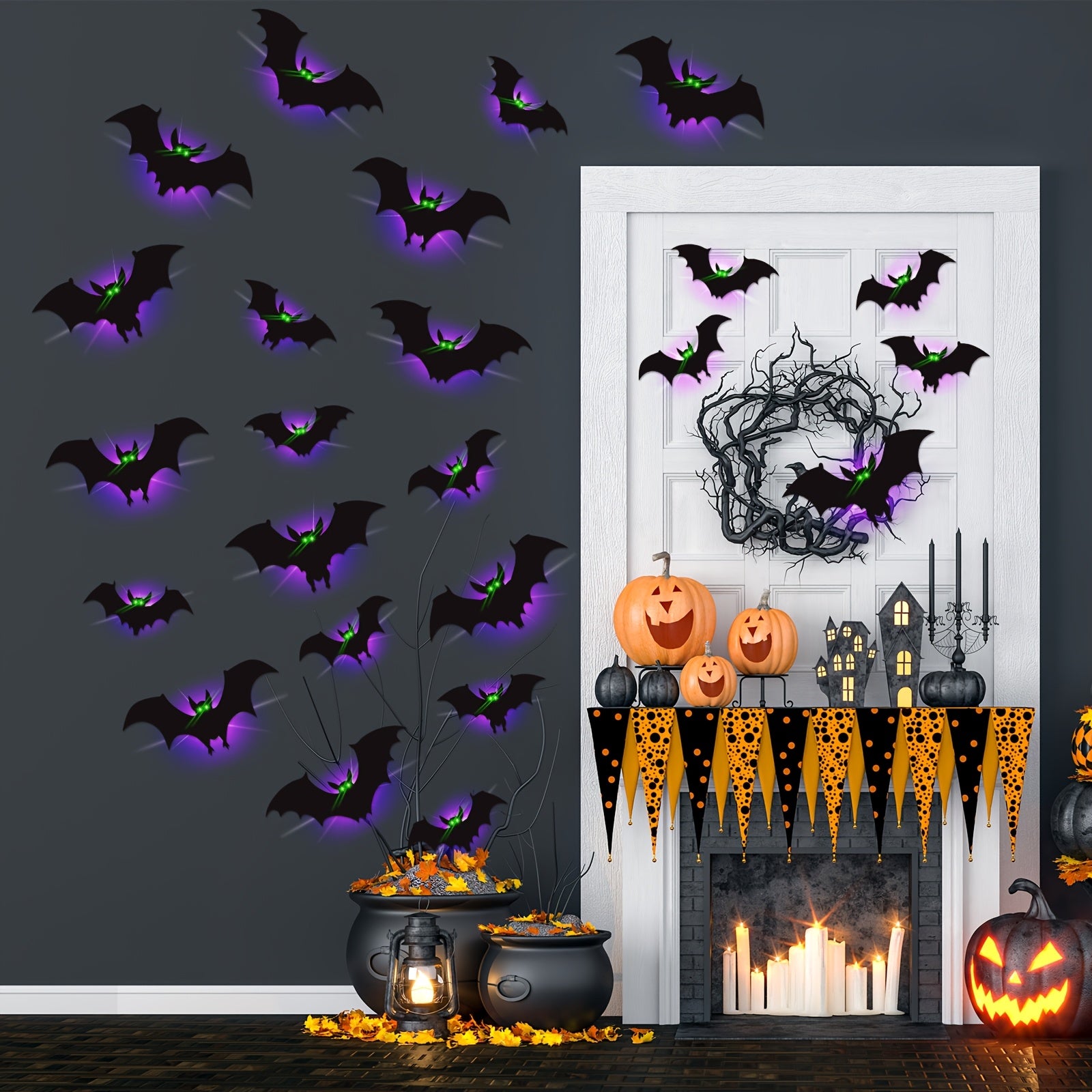 Glow-in-the-Dark Halloween Bat Wall Stickers