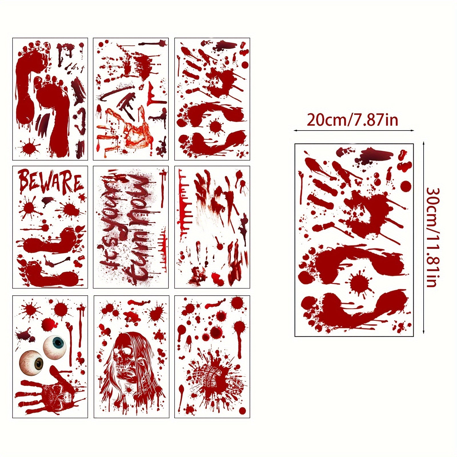 84 Halloween Scary Blood Hand & Footprint Window Stickers