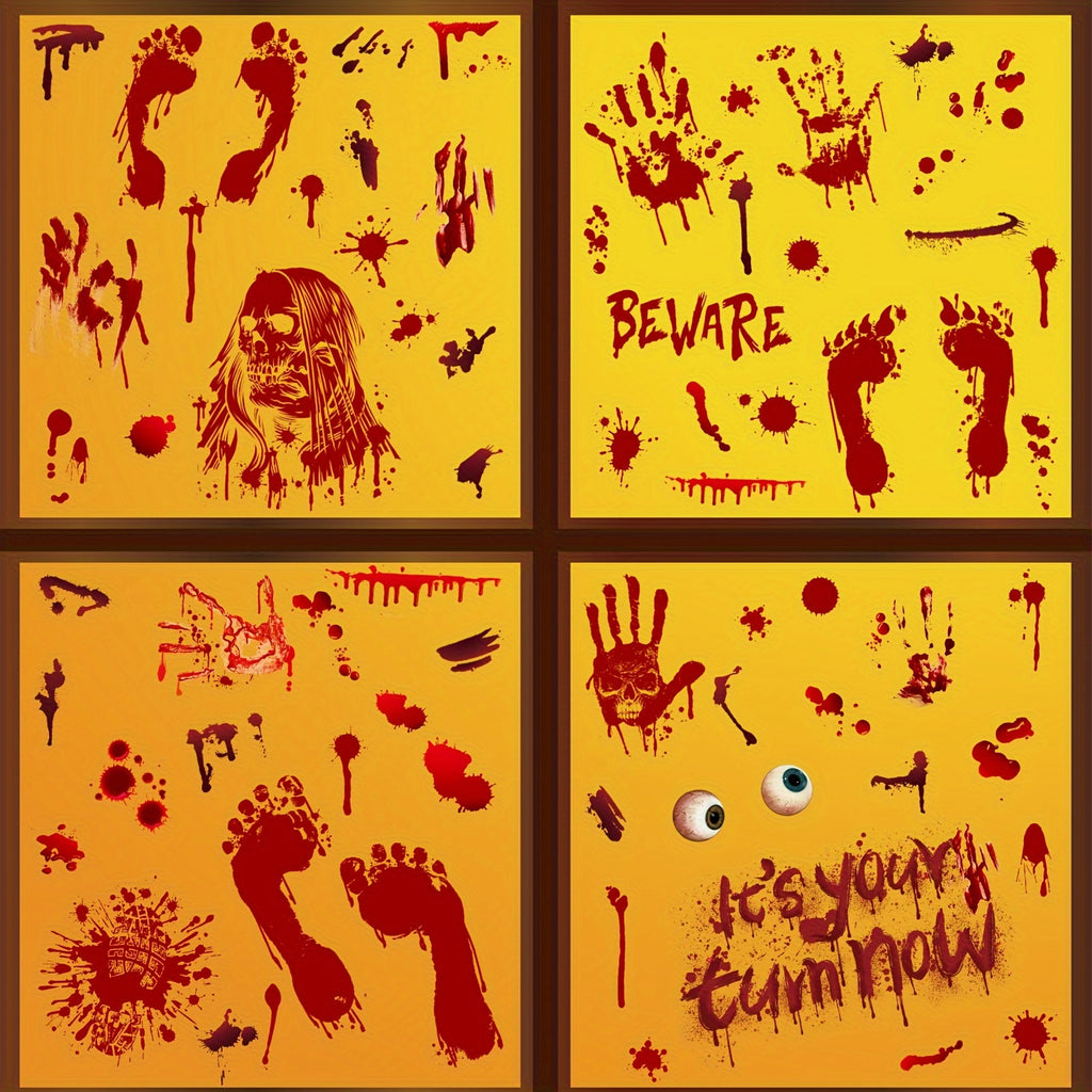 84 Halloween Scary Blood Hand & Footprint Window Stickers