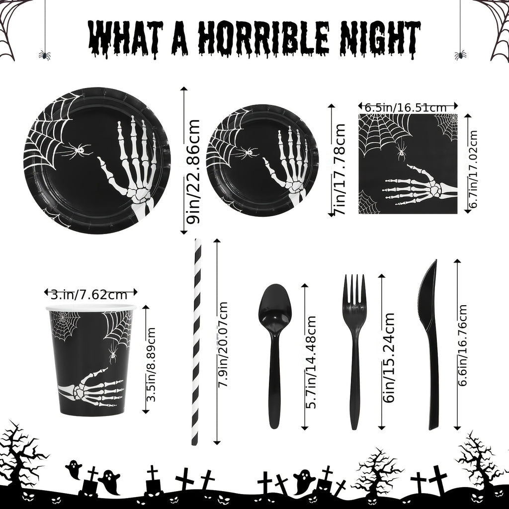 215PCS Halloween Disposable Dinnerware Set