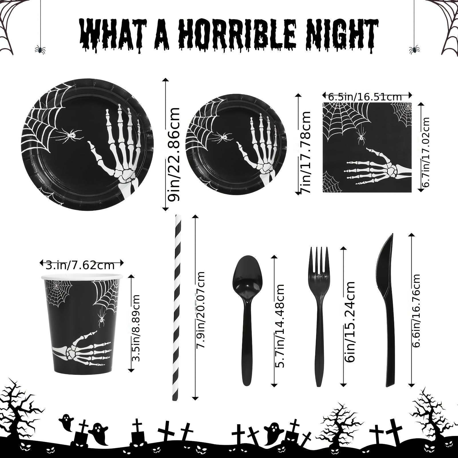 215PCS Halloween Disposable Dinnerware Set