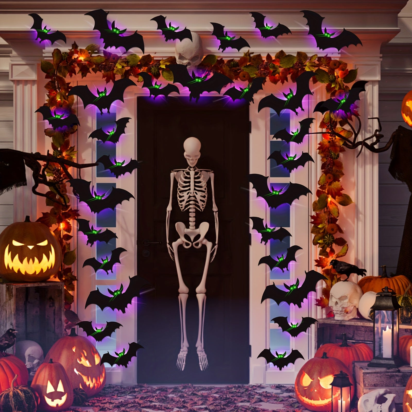 Glow-in-the-Dark Halloween Bat Wall Stickers