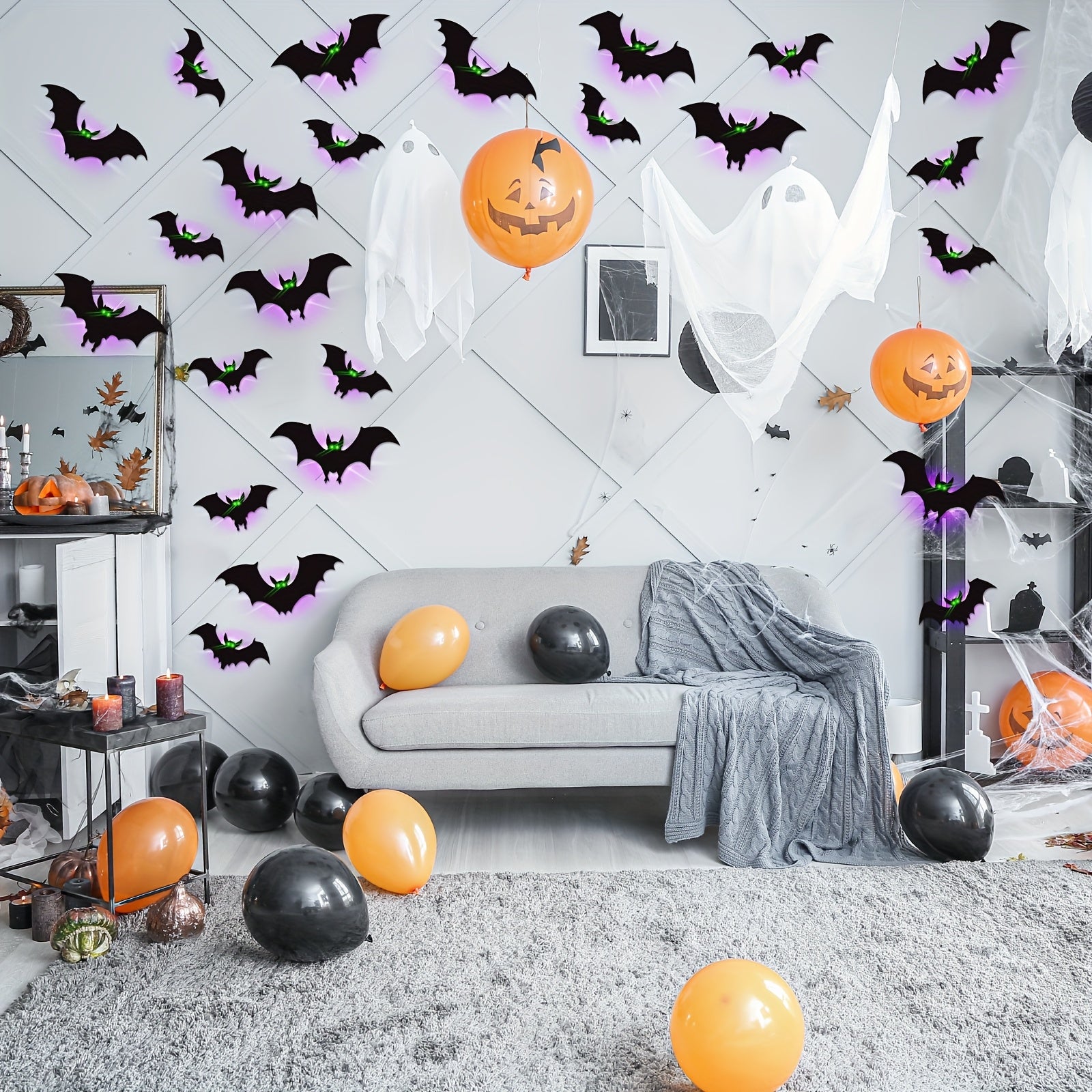 Glow-in-the-Dark Halloween Bat Wall Stickers
