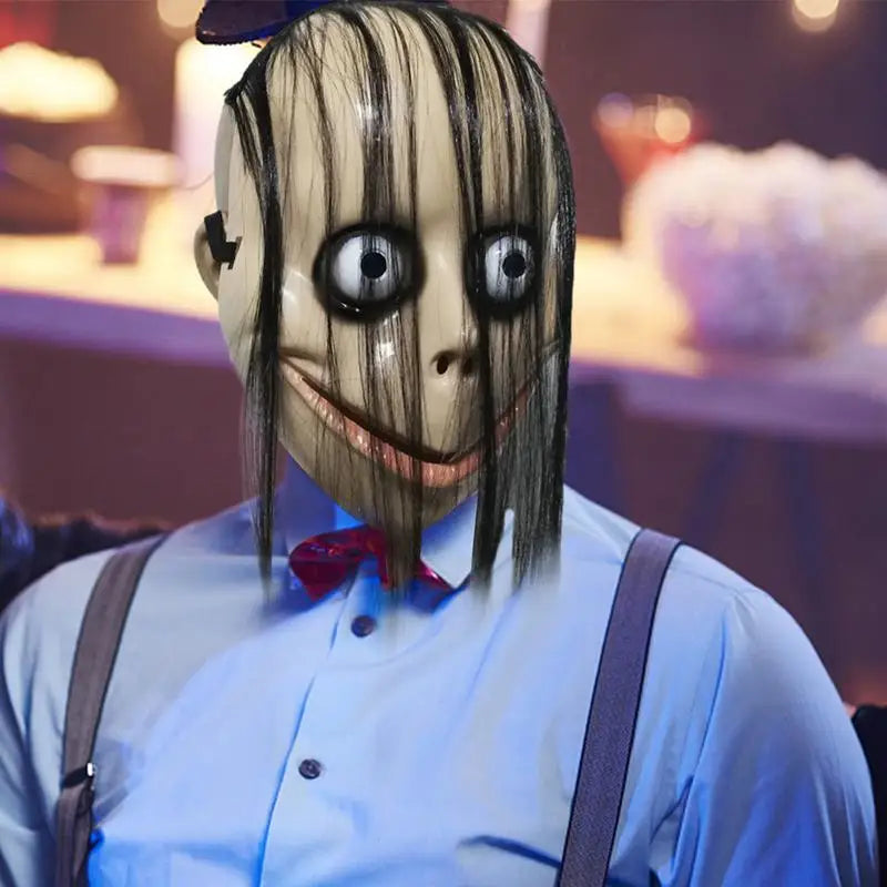 Horror Devil Mask with Long Hair (Momo Face)
