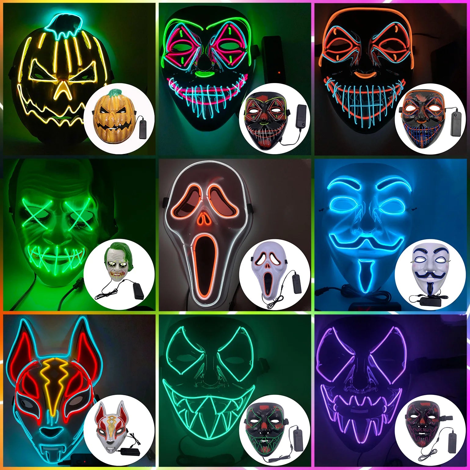Halloween Mixed Color Led Mask