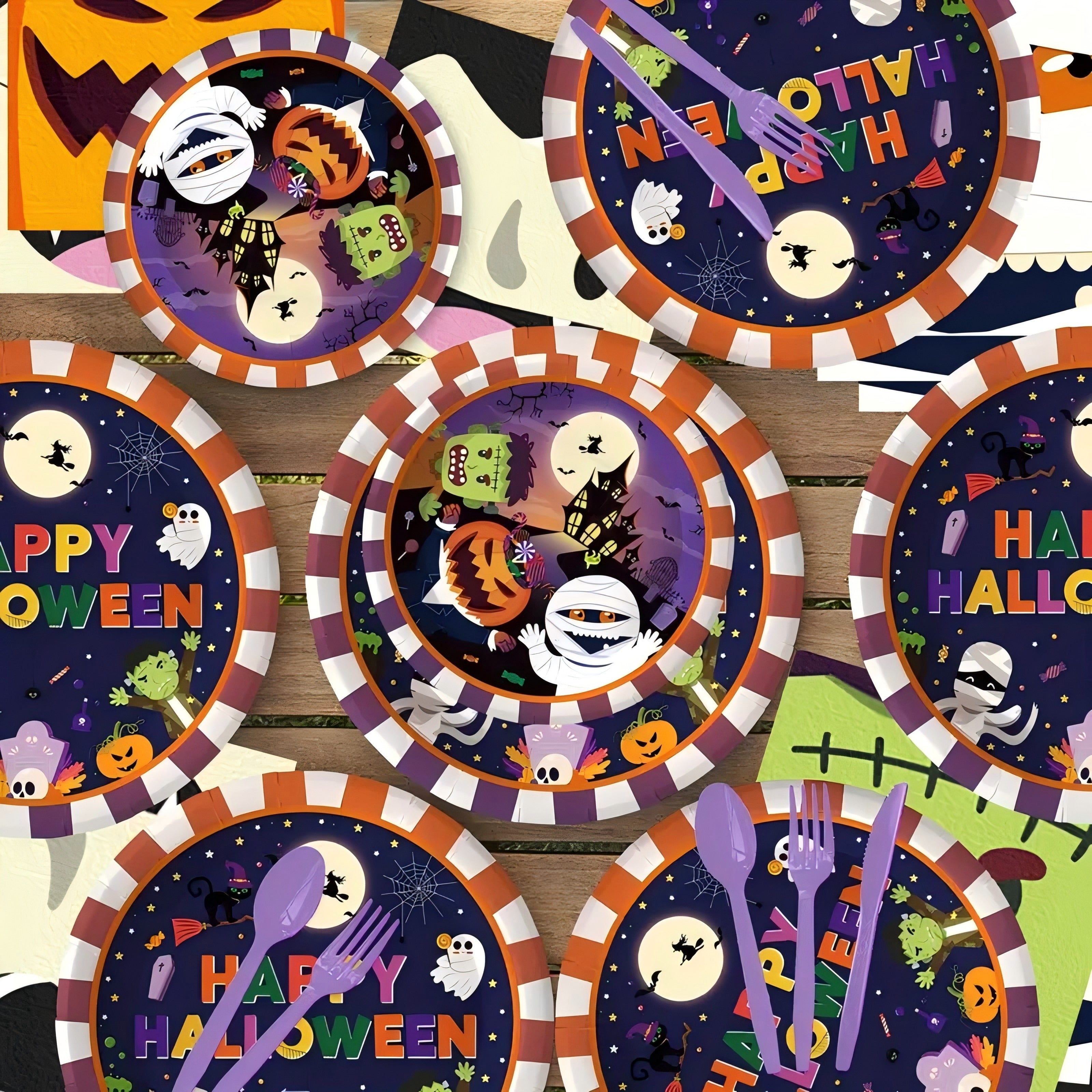 170pcs omplete Halloween Party Tableware Set