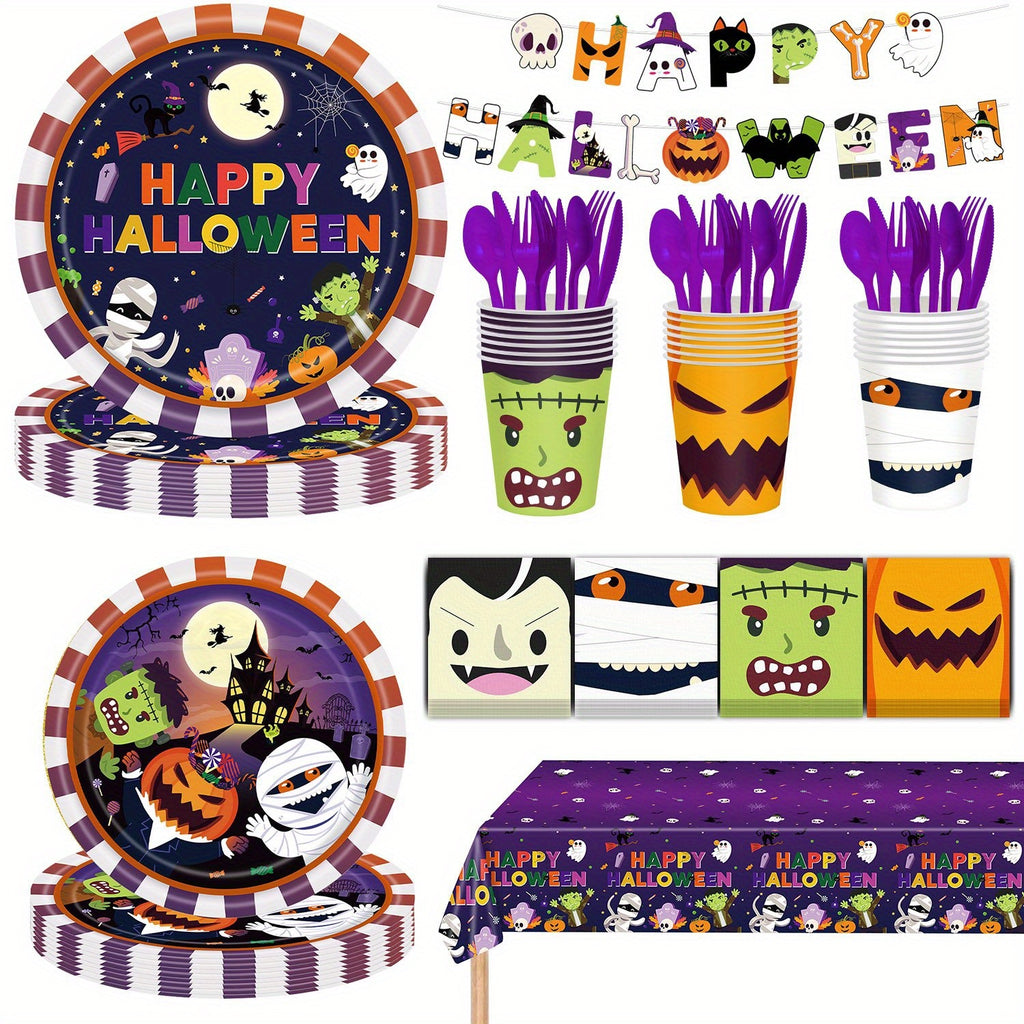 170pcs omplete Halloween Party Tableware Set