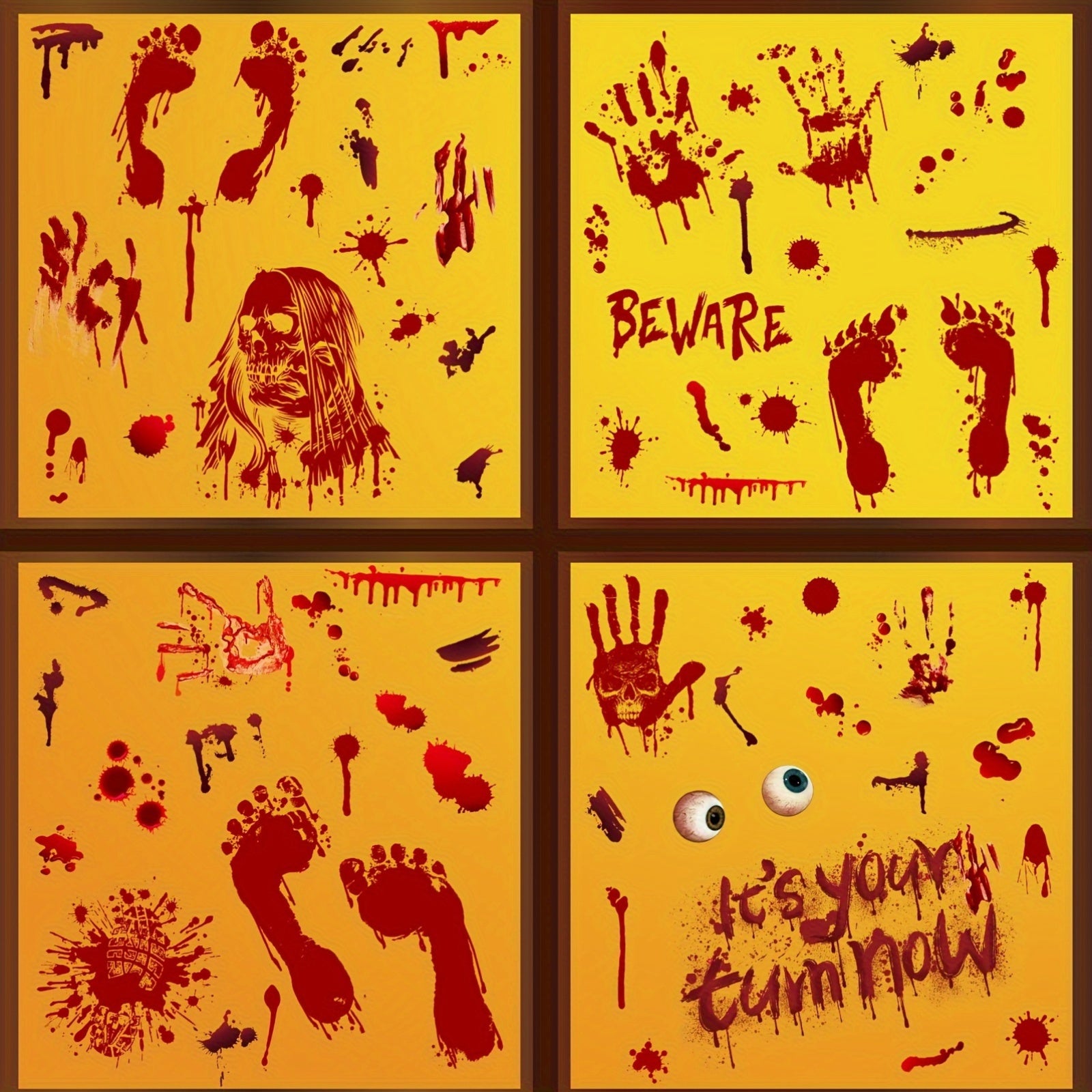 84 Halloween Scary Blood Hand & Footprint Window Stickers