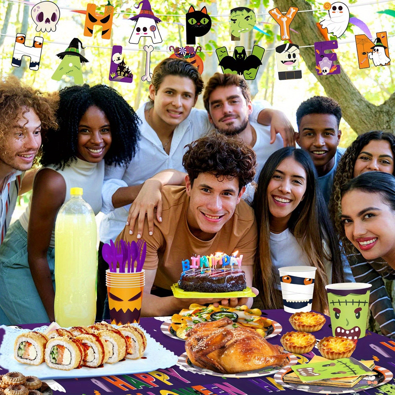 170pcs omplete Halloween Party Tableware Set